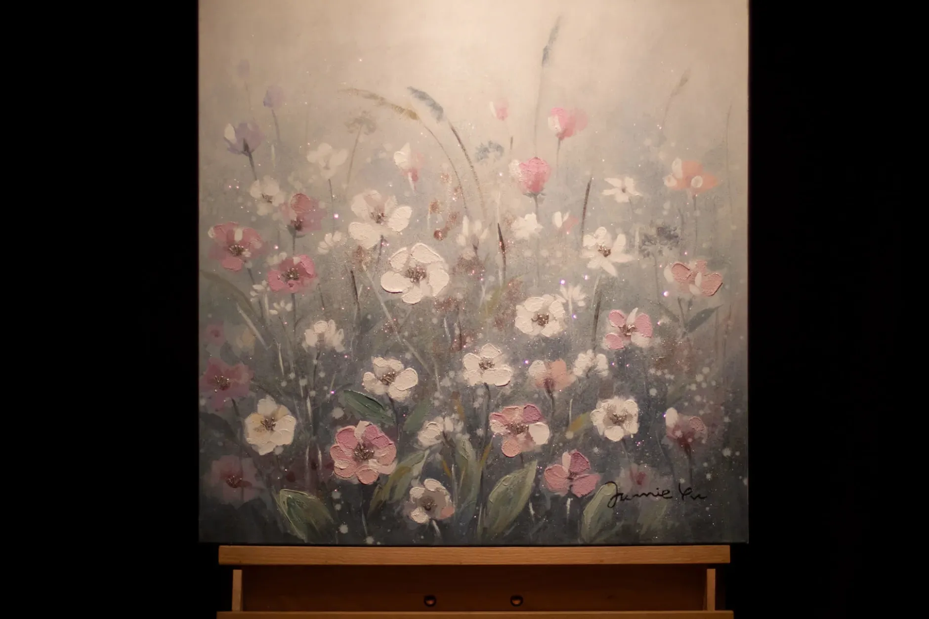 Handgemaltes Gemälde 'Flowery Meadow' 60x60cm | inkl. Echtheitszertifikat