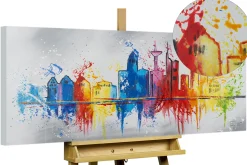 Handgemaltes Gemälde 'Frankfurt im Flug' 120x60cm | inkl. Echtheitszertifikat