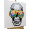 Handgemaltes Gemälde 'Funky Totenkopf' 80x80cm | inkl. Echtheitszertifikat