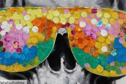 Handgemaltes Gemälde 'Funky Totenkopf' 80x80cm | inkl. Echtheitszertifikat