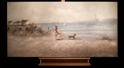 Handgemaltes Gemälde 'Gassi am Strand' | inkl. Echtheitszertifikat