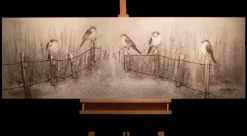 Handgemaltes Gemälde 'Gesang der Vögel' 150x50cm | inkl. Echtheitszertifikat