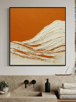 Handgemaltes Gemälde 'Geschichtete Orange Welle' | Echtheitszertifikat inklusive