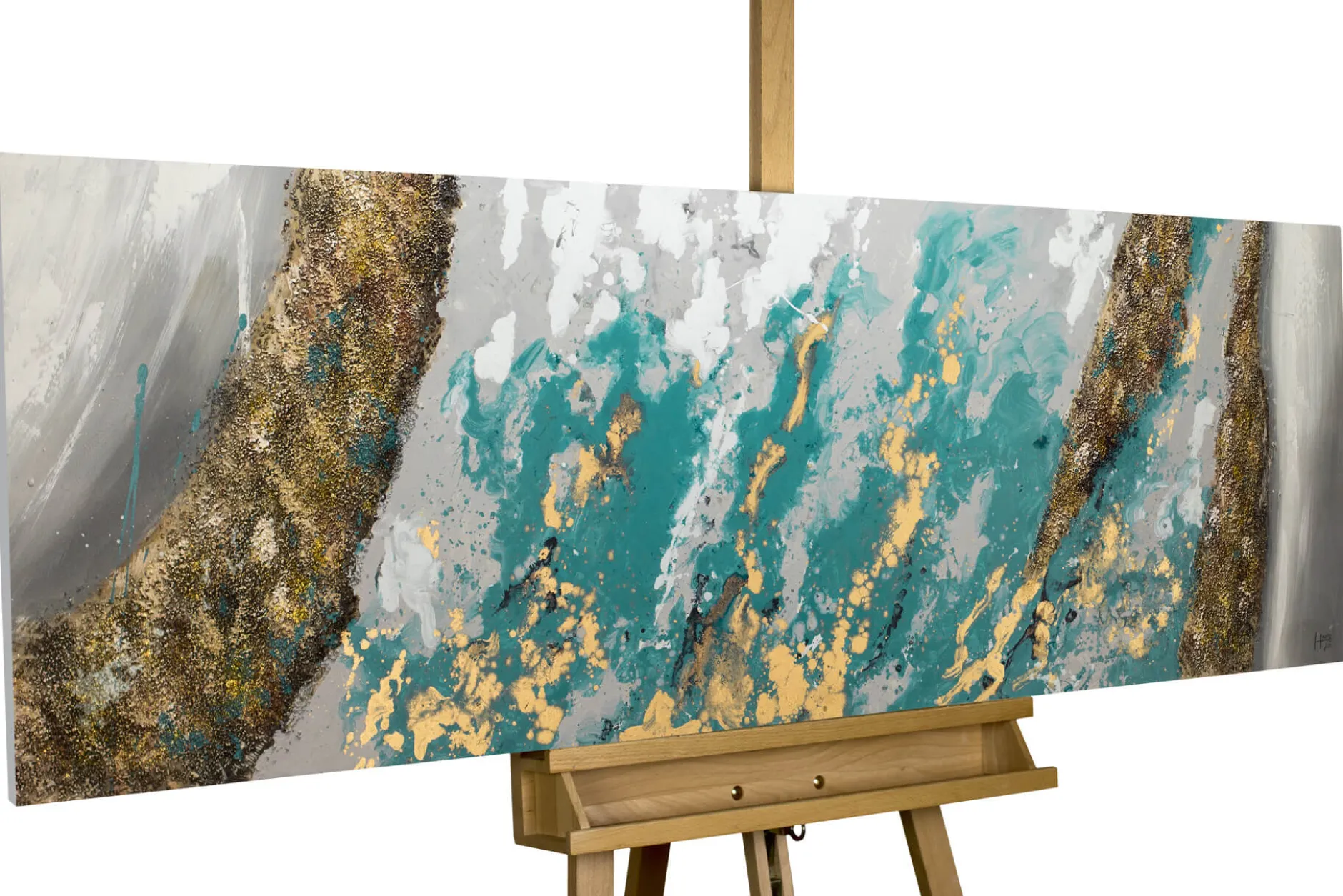 Handgemaltes Gemälde 'Glacial Shore' 150x50cm | inkl. Echtheitszertifikat