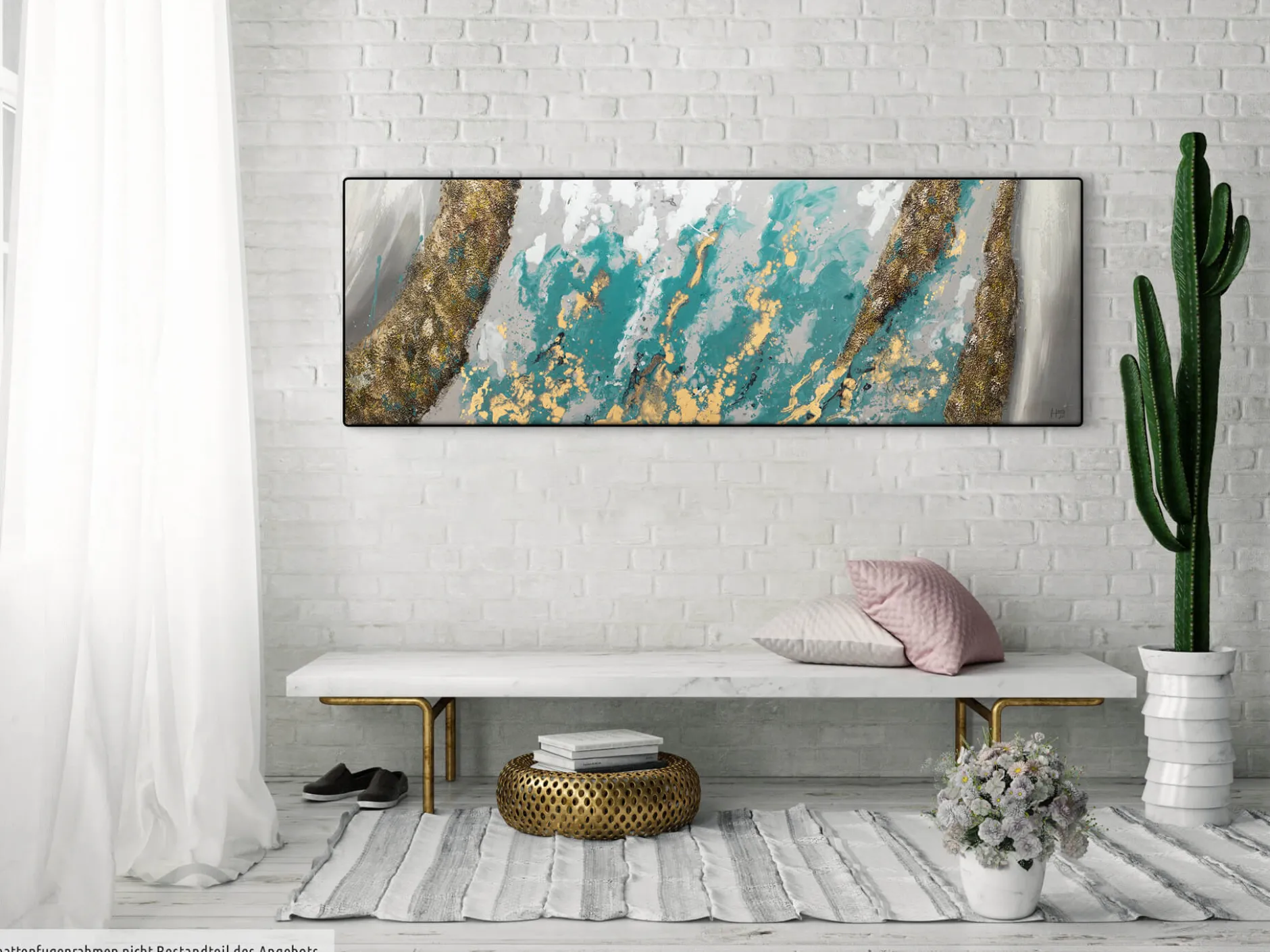 Handgemaltes Gemälde 'Glacial Shore' 150x50cm | inkl. Echtheitszertifikat