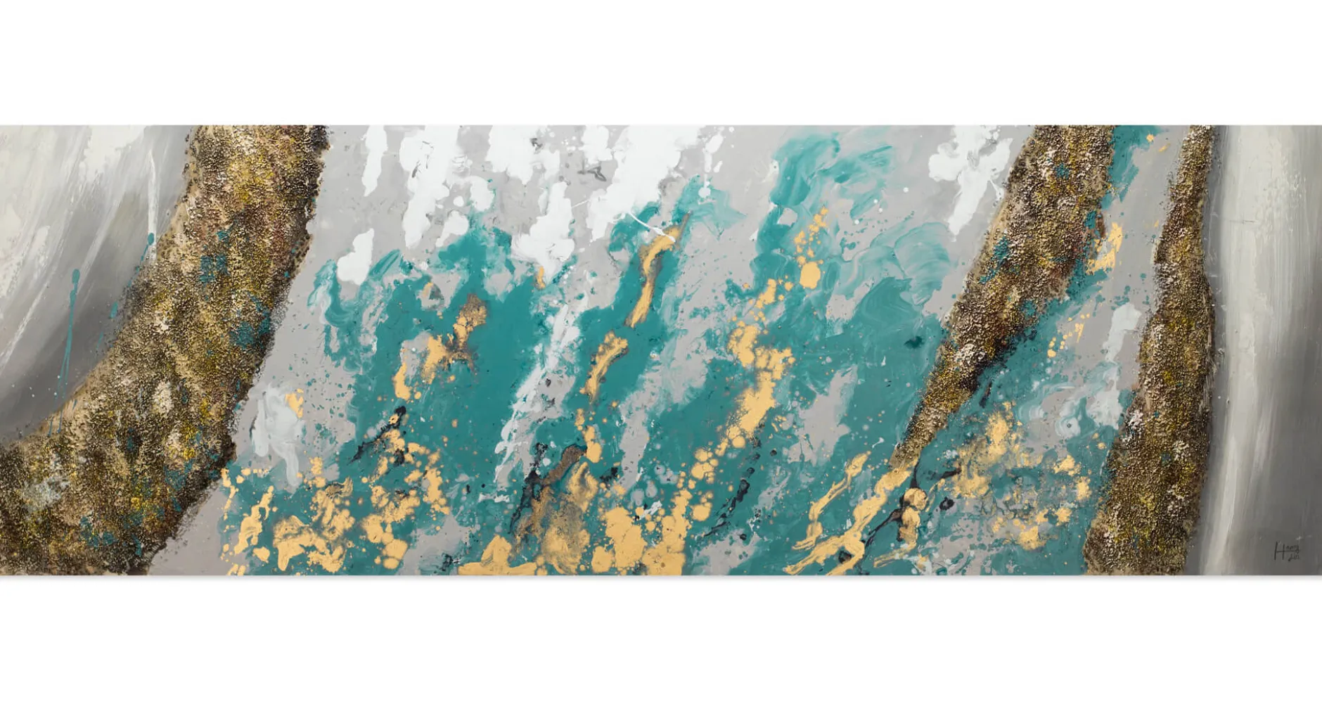Handgemaltes Gemälde 'Glacial Shore' 150x50cm | inkl. Echtheitszertifikat