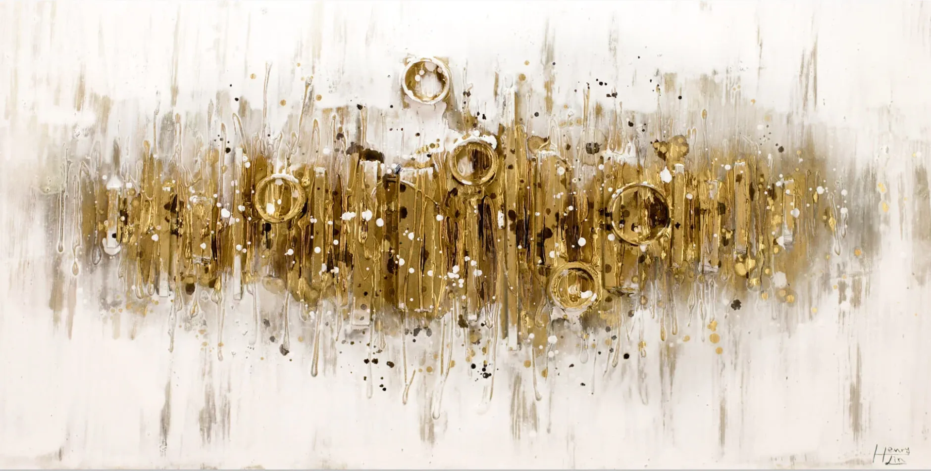 Handgemaltes Gemälde 'Glittering Crowd' 120x60cm | inkl. Echtheitszertifikat