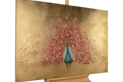 Handgemaltes Gemälde 'Goldener Blütenpfau' | inkl. Echtheitszertifikat