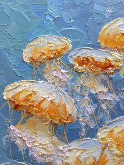 Handgemaltes Gemälde 'Goldene Quallen' | Echtheitszertifikat inklusive