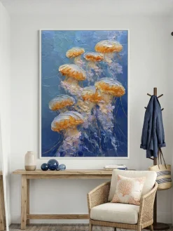 Handgemaltes Gemälde 'Goldene Quallen' | Echtheitszertifikat inklusive