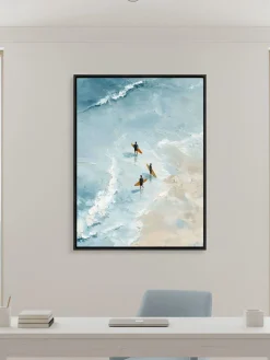 Handgemaltes Gemälde 'Goldenes Surf-Trio' | Echtheitszertifikat inklusive