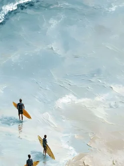 Handgemaltes Gemälde 'Goldenes Surf-Trio' | Echtheitszertifikat inklusive