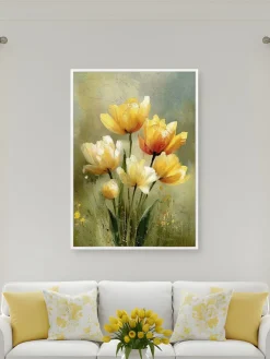 Handgemaltes Gemälde 'Goldene Tulpen' | Echtheitszertifikat inklusive