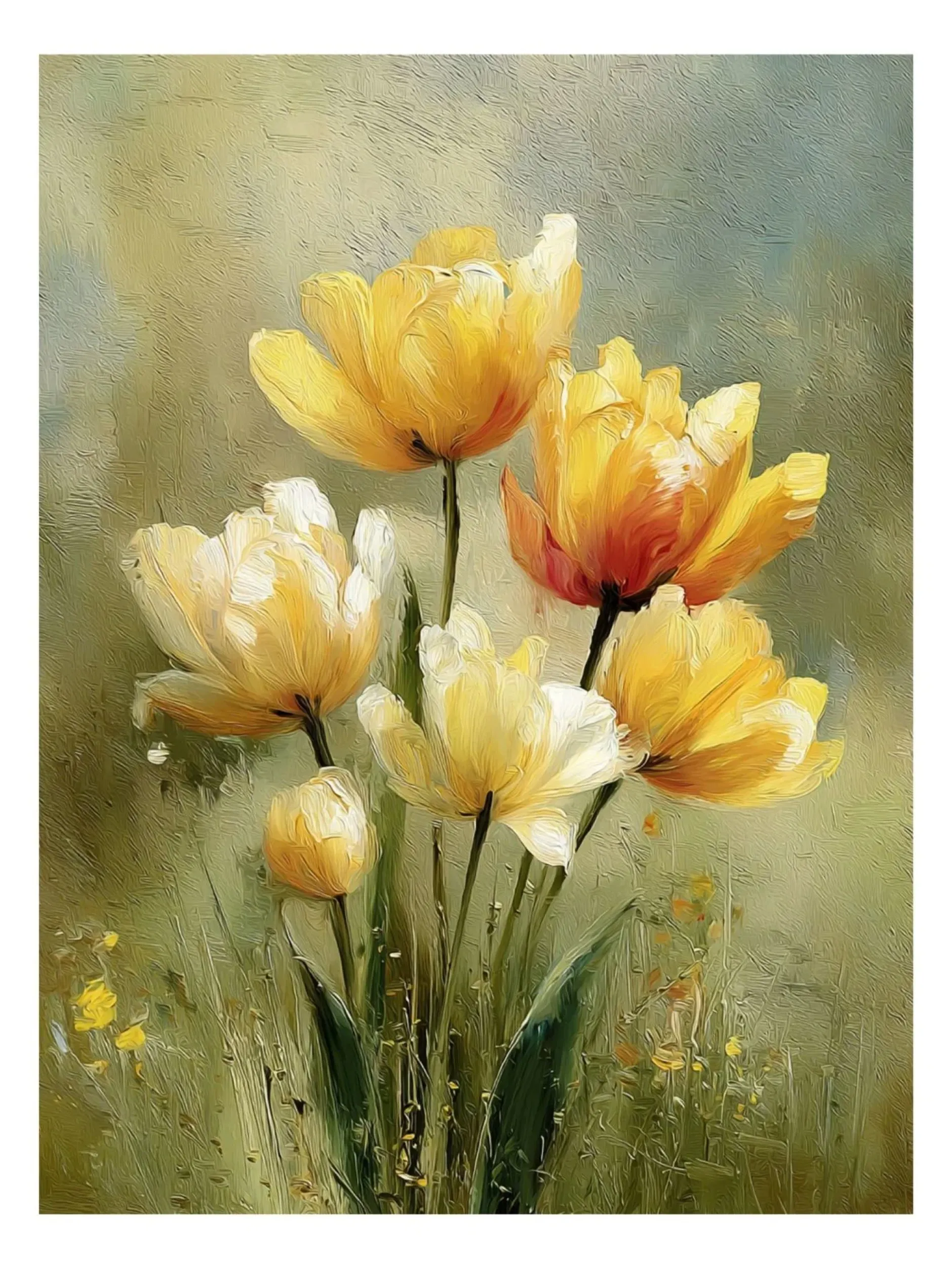 Handgemaltes Gemälde 'Goldene Tulpen' | Echtheitszertifikat inklusive