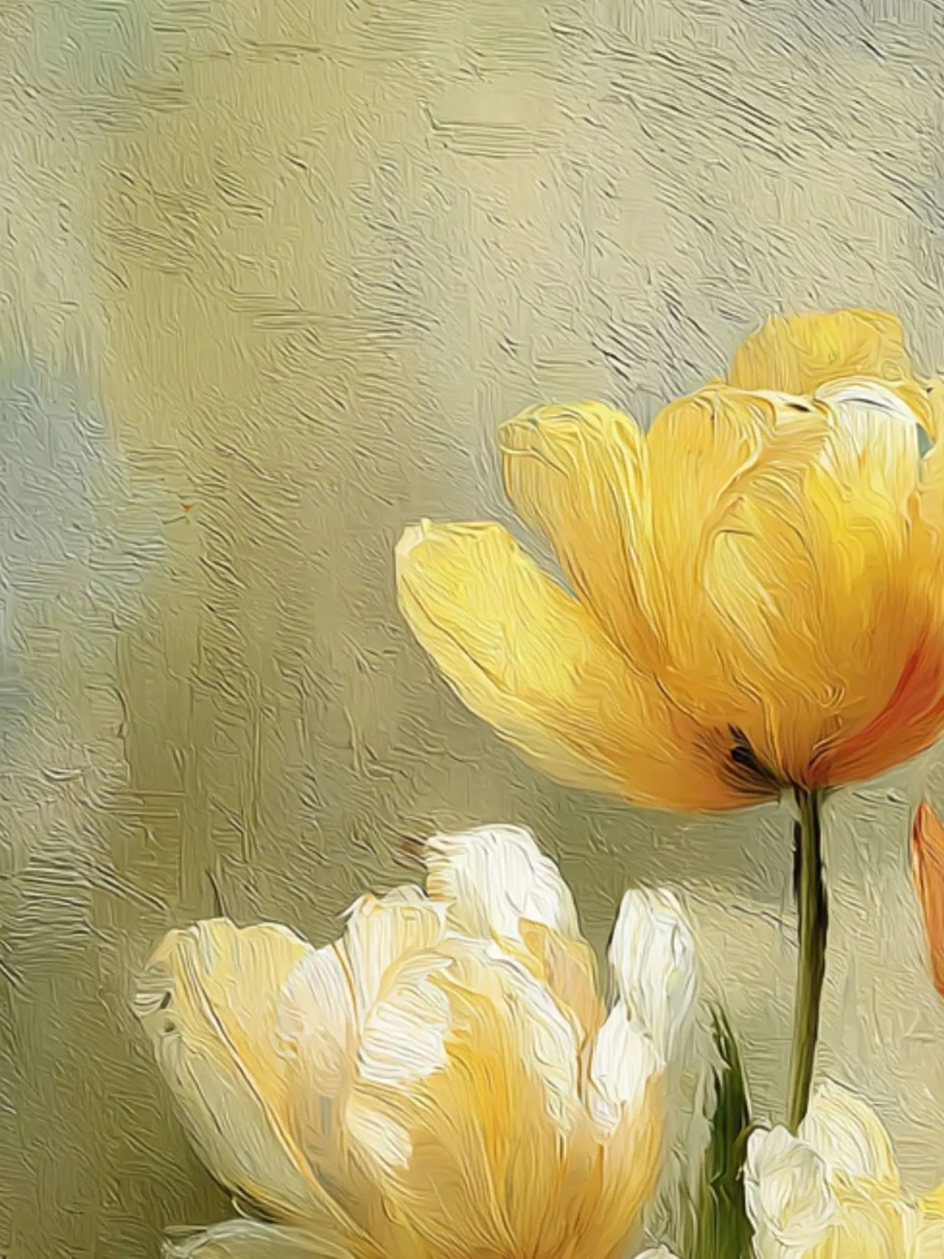 Handgemaltes Gemälde 'Goldene Tulpen' | Echtheitszertifikat inklusive