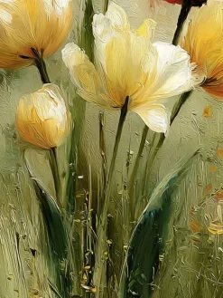 Handgemaltes Gemälde 'Goldene Tulpen' | Echtheitszertifikat inklusive