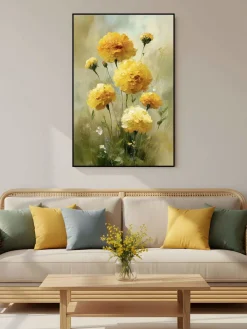 Handgemaltes Gemälde 'Goldene Ringelblumen' | Echtheitszertifikat inklusive