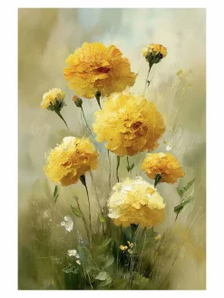 Handgemaltes Gemälde 'Goldene Ringelblumen' | Echtheitszertifikat inklusive