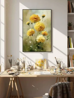Handgemaltes Gemälde 'Goldene Ringelblumen' | Echtheitszertifikat inklusive