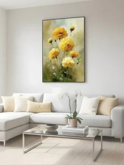 Handgemaltes Gemälde 'Goldene Ringelblumen' | Echtheitszertifikat inklusive