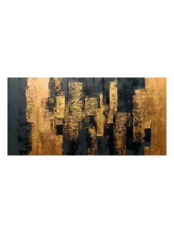 Handgemaltes Gemälde 'Goldene Skyline' | Echtheitszertifikat inklusive