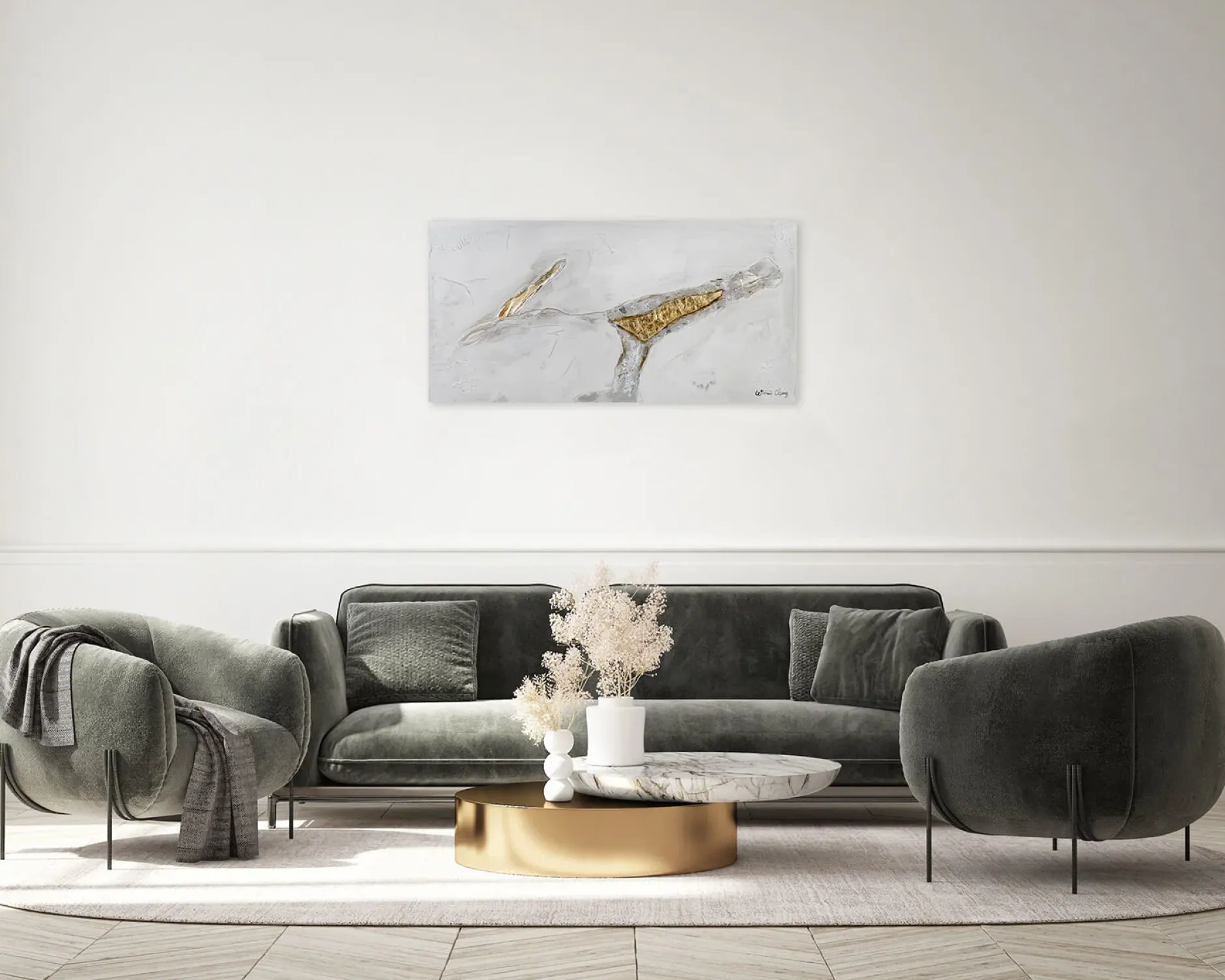 Handgemaltes Gemälde 'Gold Layer' 100x50cm | inkl. Echtheitszertifikat