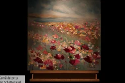 Handgemaltes Gemälde 'Herbaceous Poppy' 60x60cm | inkl. Echtheitszertifikat