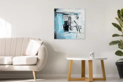 Handgemaltes Gemälde 'Hieroglyphic Turquoise' 80x80cm | inkl. Echtheitszertifikat