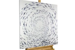 Handgemaltes Gemälde 'Im Sog des Fischschwarms' 80x80cm | inkl. Echtheitszertifikat