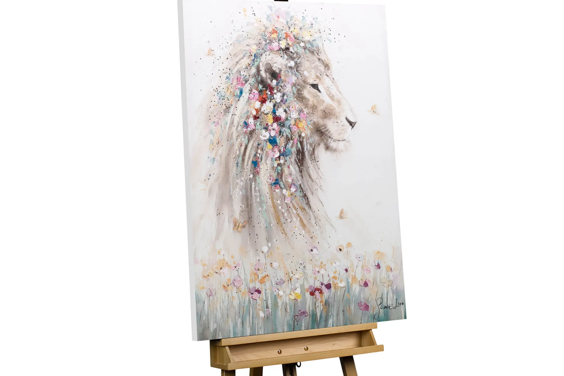 Handgemaltes Gemälde 'König der Savanne' 75x100cm | inkl. Echtheitszertifikat