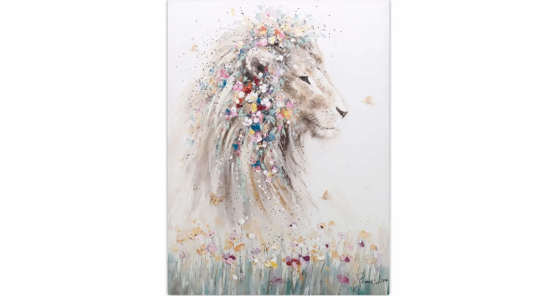 Handgemaltes Gemälde 'König der Savanne' 75x100cm | inkl. Echtheitszertifikat