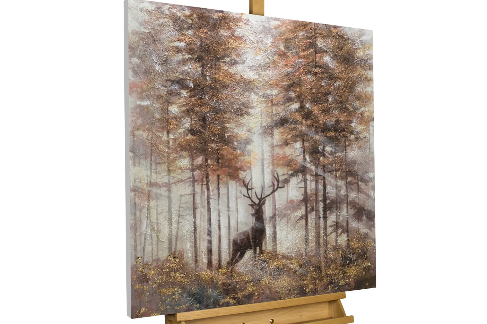 Handgemaltes Gemälde 'König der Hirsche' 80x80cm | inkl. Echtheitszertifikat