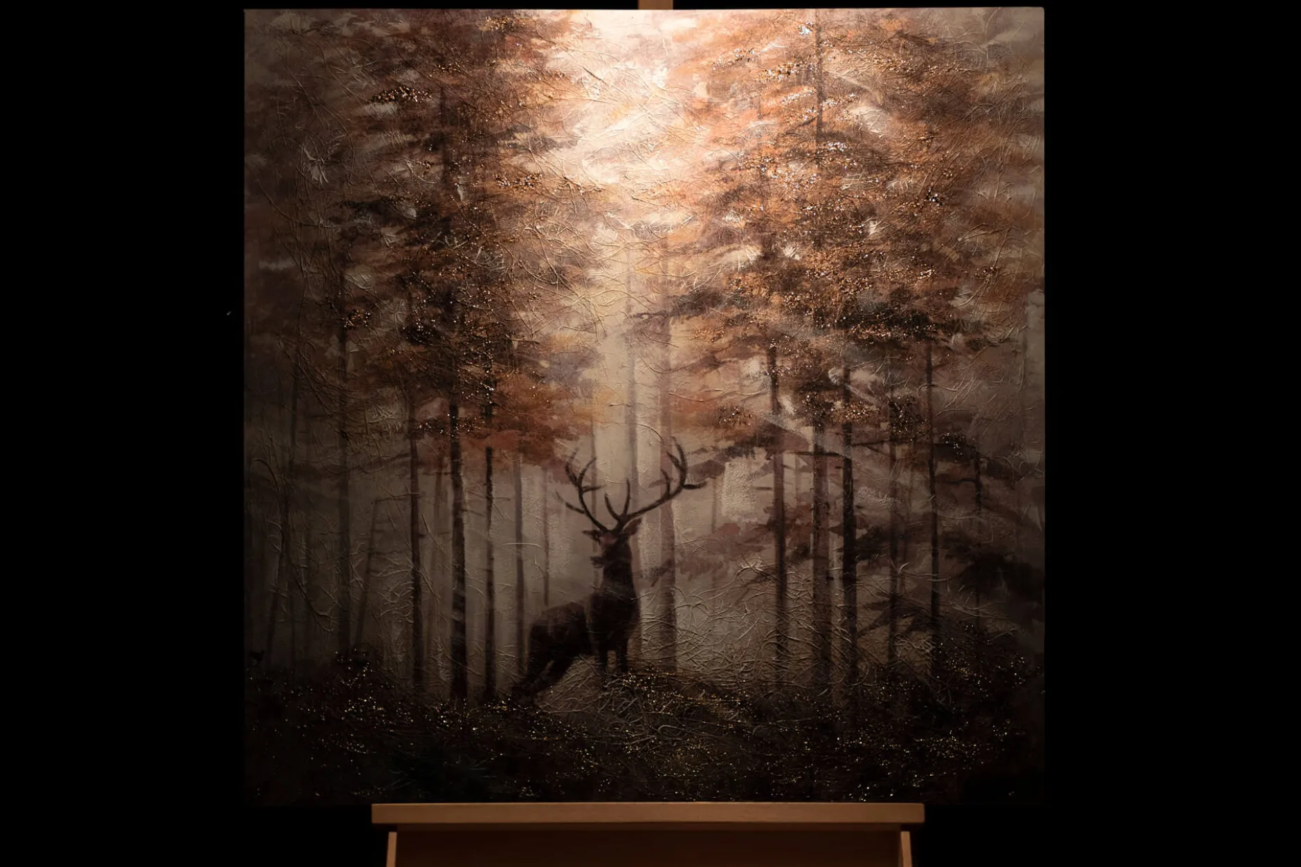 Handgemaltes Gemälde 'König der Hirsche' 80x80cm | inkl. Echtheitszertifikat