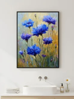 Handgemaltes Gemälde 'Kornblumenwiese' | Echtheitszertifikat inklusive