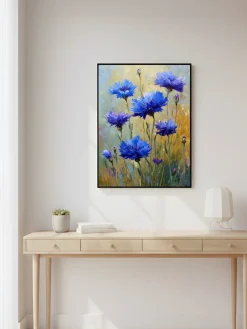 Handgemaltes Gemälde 'Kornblumenwiese' | Echtheitszertifikat inklusive