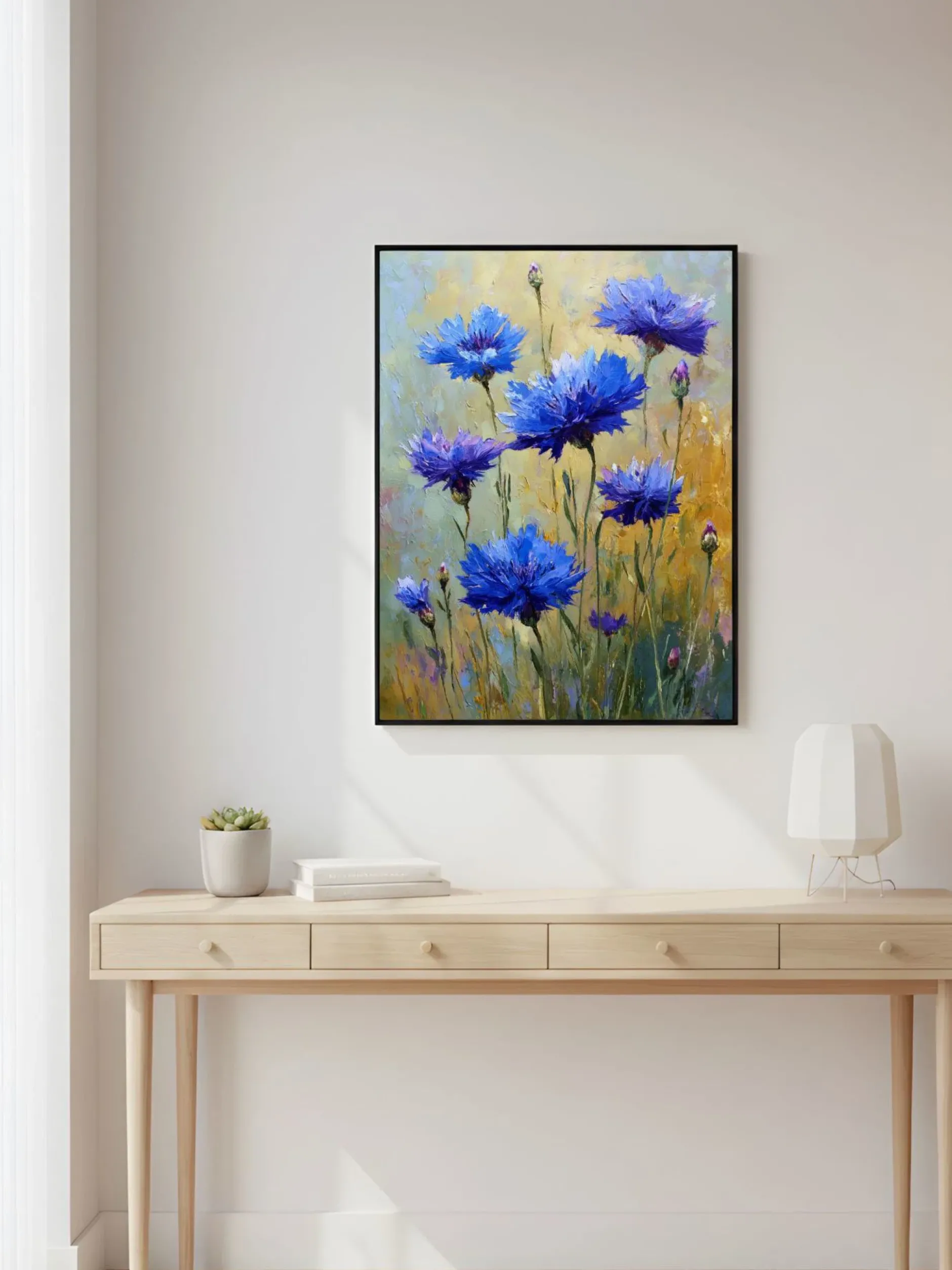 Handgemaltes Gemälde 'Kornblumenwiese' | Echtheitszertifikat inklusive