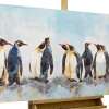 Handgemaltes Gemälde 'Kreis der Pinguine' 120x60cm | inkl. Echtheitszertifikat