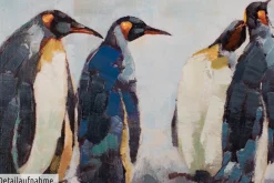 Handgemaltes Gemälde 'Kreis der Pinguine' 120x60cm | inkl. Echtheitszertifikat