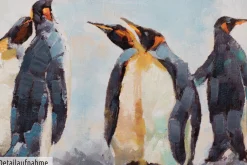 Handgemaltes Gemälde 'Kreis der Pinguine' 120x60cm | inkl. Echtheitszertifikat