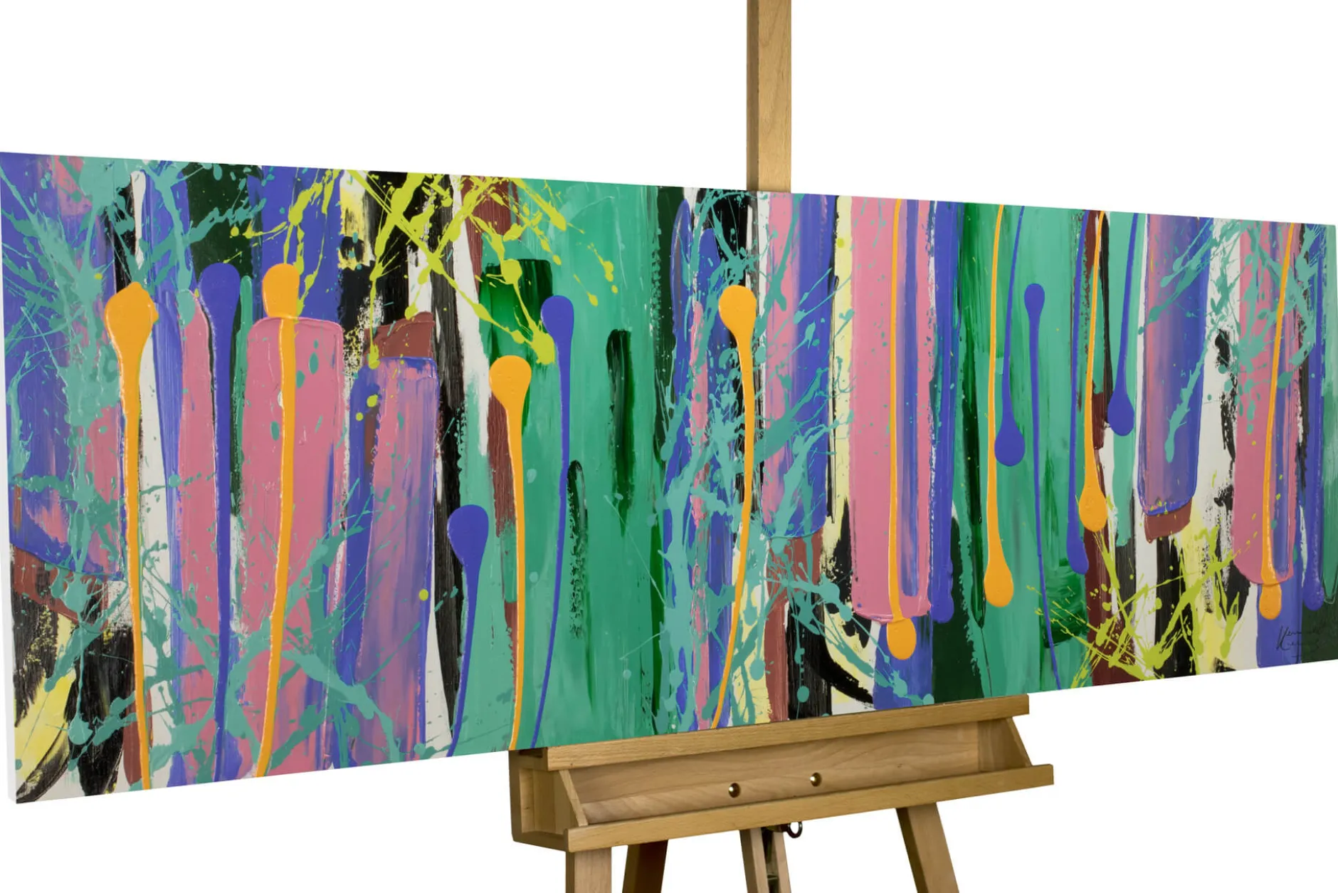 Handgemaltes Gemälde 'Kunterbunte Ära' 150x50cm | inkl. Echtheitszertifikat