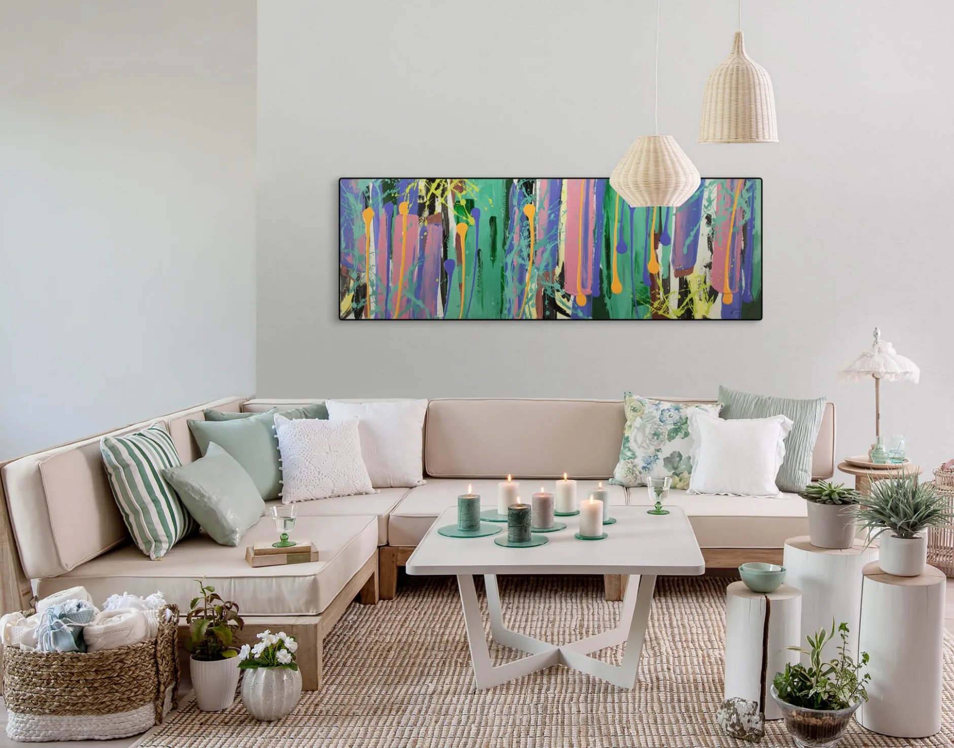 Handgemaltes Gemälde 'Kunterbunte Ära' 150x50cm | inkl. Echtheitszertifikat