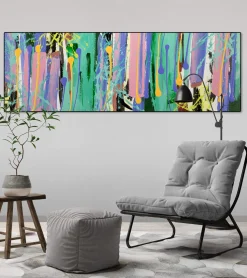 Handgemaltes Gemälde 'Kunterbunte Ära' 150x50cm | inkl. Echtheitszertifikat