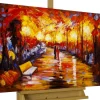 Handgemaltes Gemälde 'Laternenschein der Parkallee' 90x60cm | inkl. Echtheitszertifikat