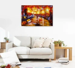 Handgemaltes Gemälde 'Laternenschein der Parkallee' 90x60cm | inkl. Echtheitszertifikat