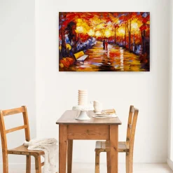 Handgemaltes Gemälde 'Laternenschein der Parkallee' 90x60cm | inkl. Echtheitszertifikat