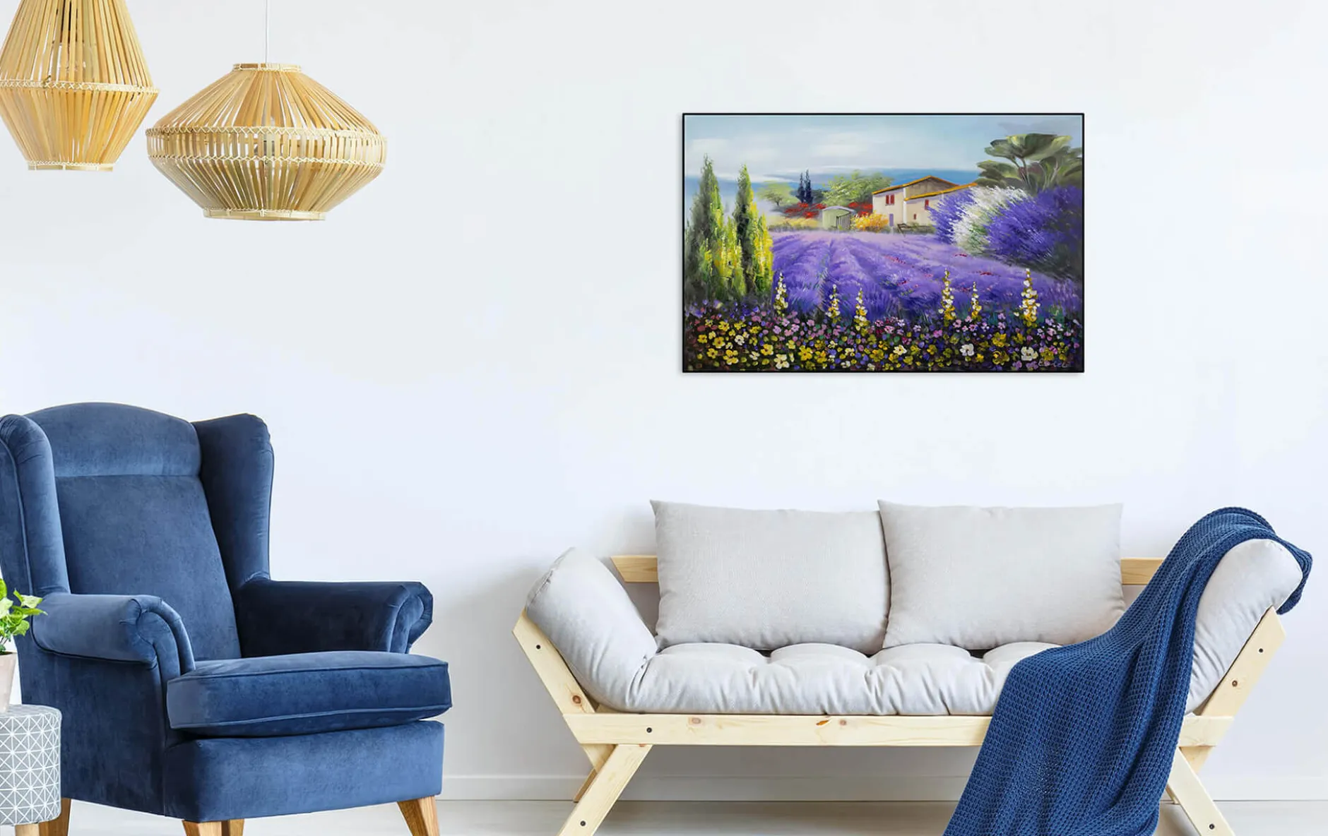 Handgemaltes Gemälde 'Lavendelzeit' 90x60cm | inkl. Echtheitszertifikat