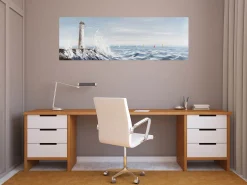 Handgemaltes Gemälde 'Leuchtturm in Sicht' 150x50cm | inkl. Echtheitszertifikat