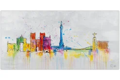 Handgemaltes Gemälde 'Lisbon Skyline Silhouette' 120x60cm | inkl. Echtheitszertifikat