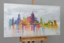 Handgemaltes Gemälde 'Madrid Skyline Silhouette' 120x60cm | inkl. Echtheitszertifikat
