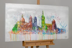 Handgemaltes Gemälde 'Marseille Skyline Silhouette' 120x60cm | inkl. Echtheitszertifikat